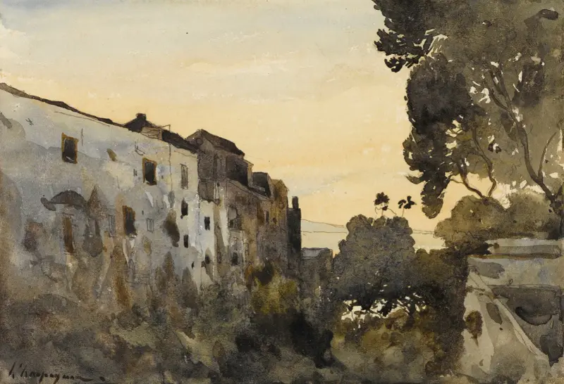 Landskap vid Medelhavet av Henri-Joseph Harpignies