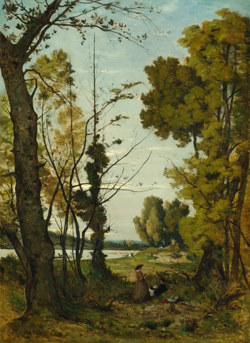 Läsning i skogen av Henri-Joseph Harpignies