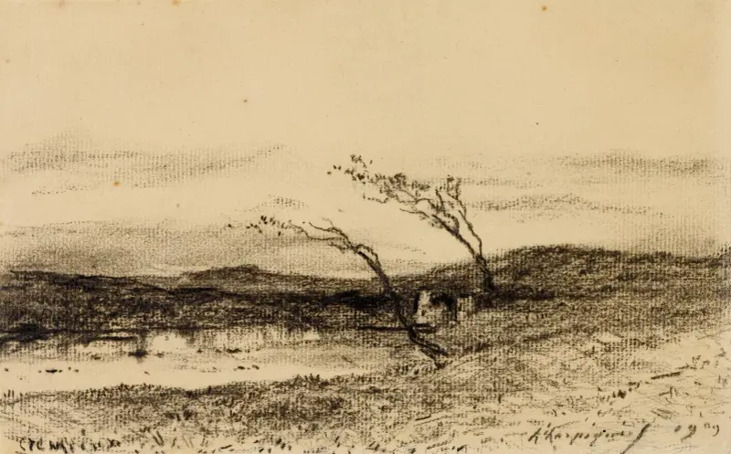 En damm av Henri-Joseph Harpignies