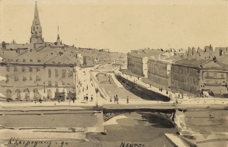 Vy över Nantes av Henri-Joseph Harpignies