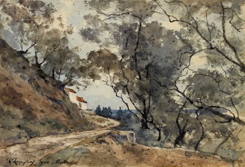Vy från trakten av Menton av Henri-Joseph Harpignies