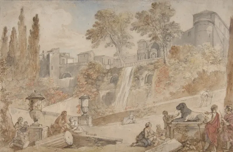Gardens of the Villa d’Este at Tivoli av Charles-Joseph Natoire