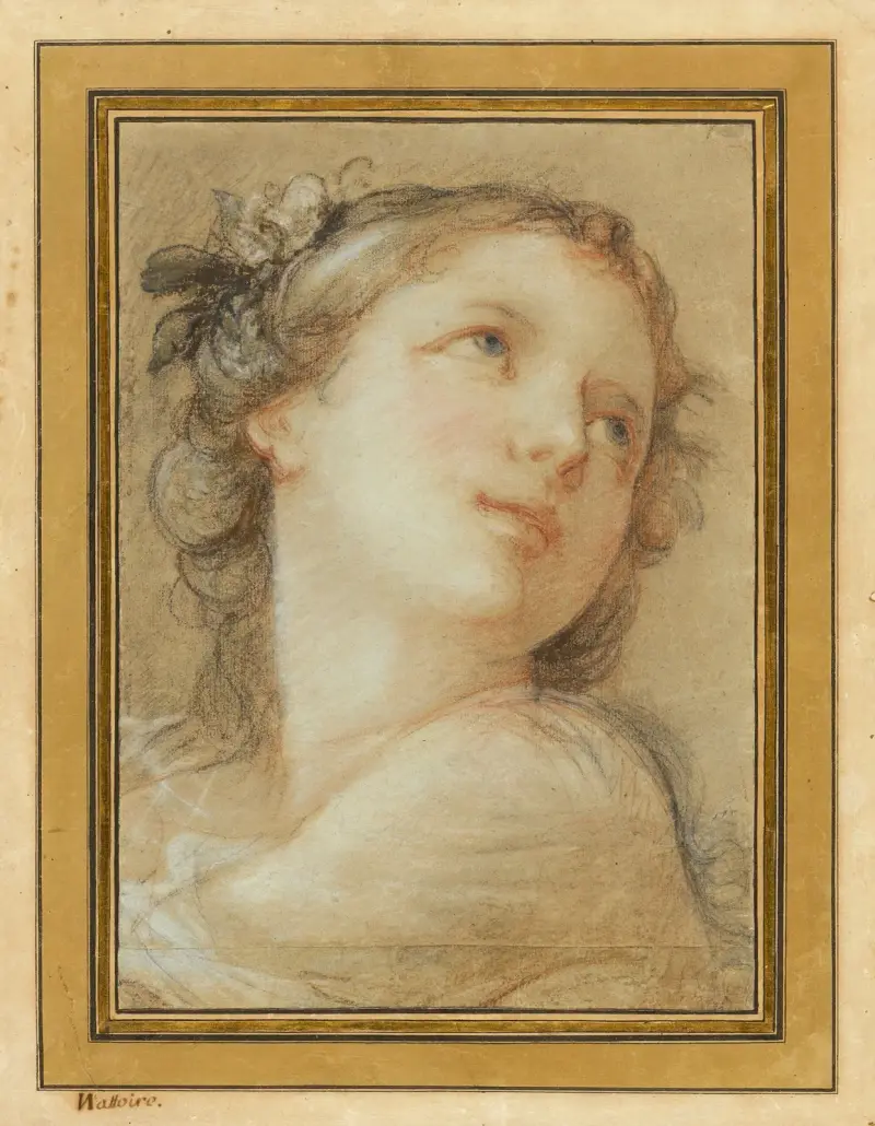 Head of a bacchante av Charles-Joseph Natoire