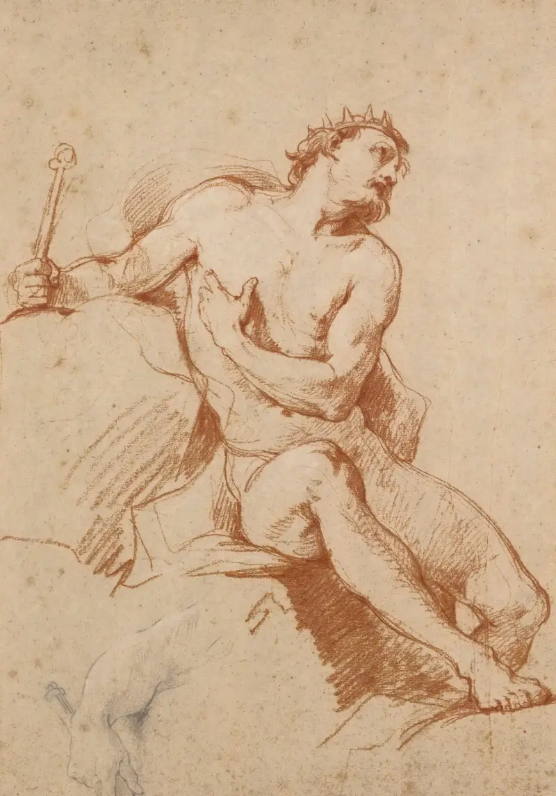 Study of the figure of aeolus, and a study of his hand av Charles-Joseph Natoire