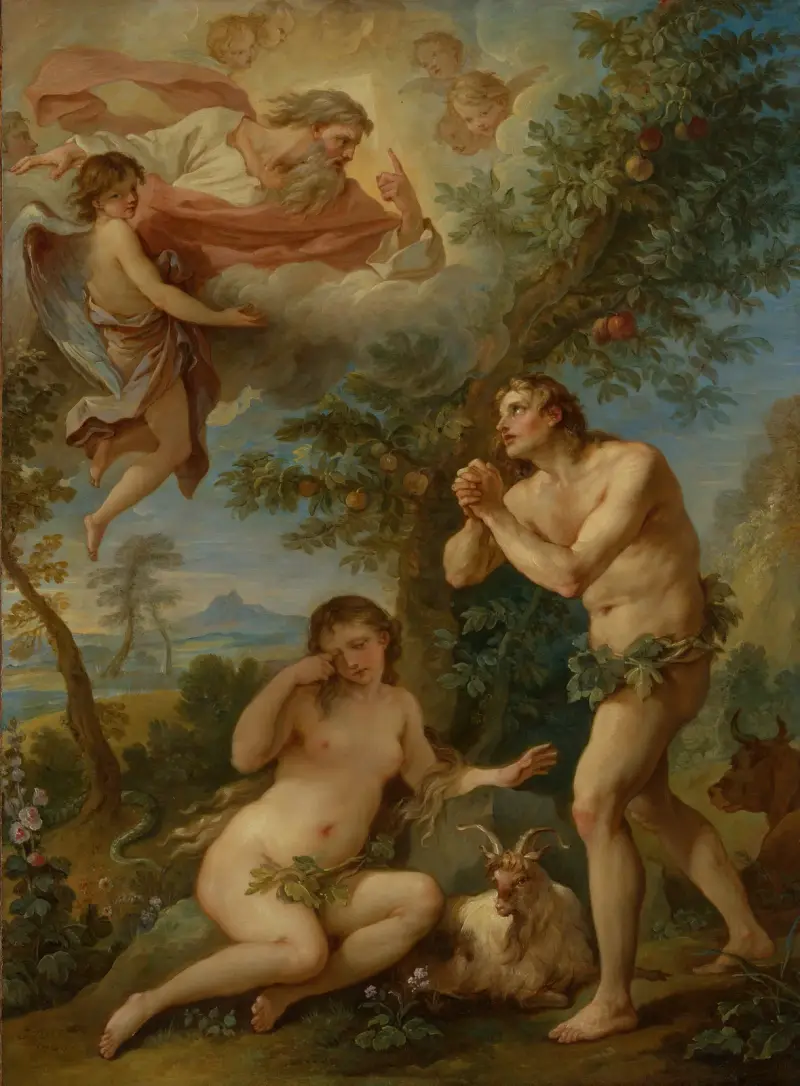 The Rebuke of Adam and Eve av Charles-Joseph Natoire