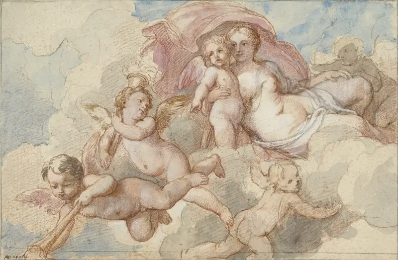 Venus met Amor en putti av Charles-Joseph Natoire