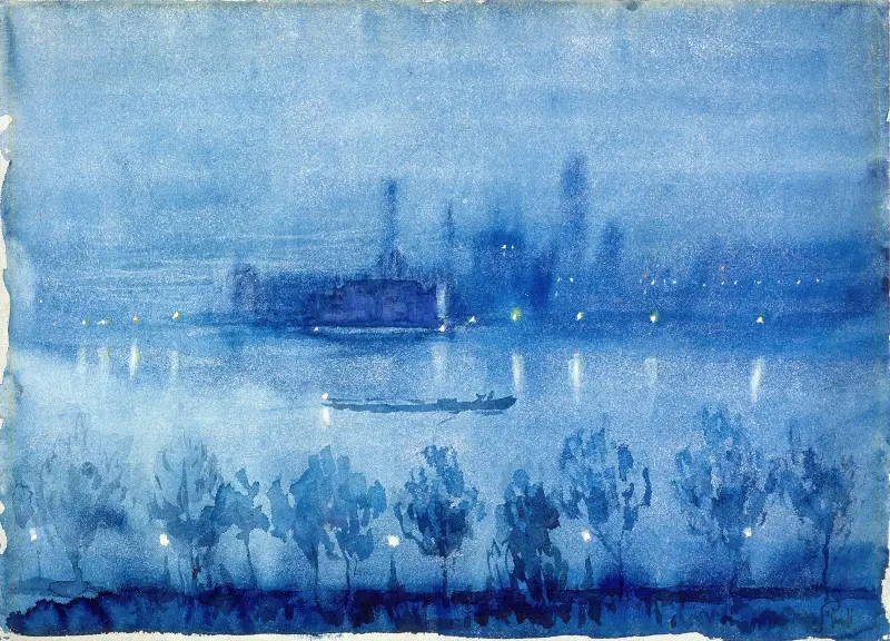Blå natt, London av Joseph Pennell