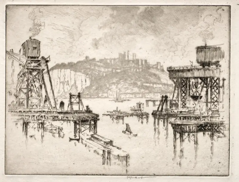 Building Dover Pier av Joseph Pennell