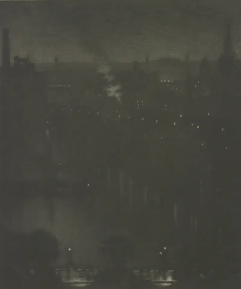 Charing Cross Bridge at night av Joseph Pennell