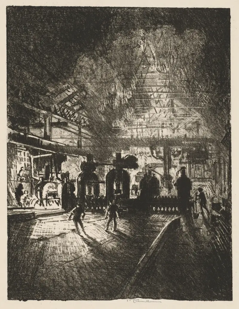 In the Jaws of Death, Rolling Bars for Shells av Joseph Pennell