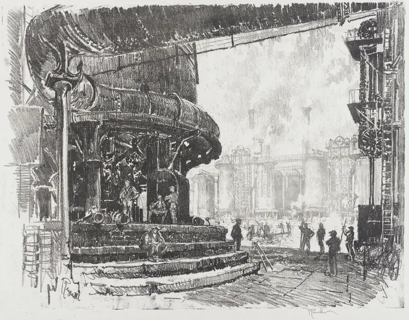 Making Pig Iron; The Base of the Blast Furnaces av Joseph Pennell