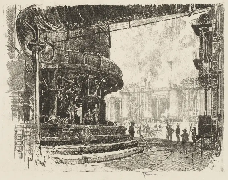 Making Pig Iron, The Base of the Blast Furnaces av Joseph Pennell