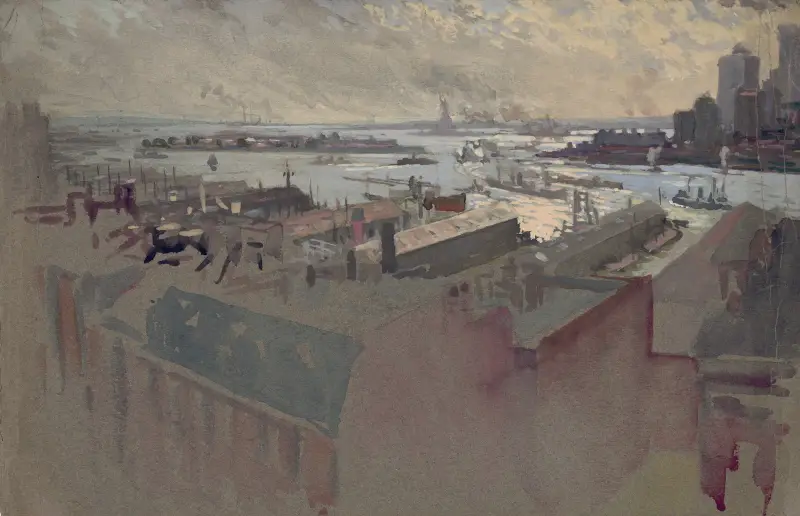 New York Bay from the Margaret av Joseph Pennell