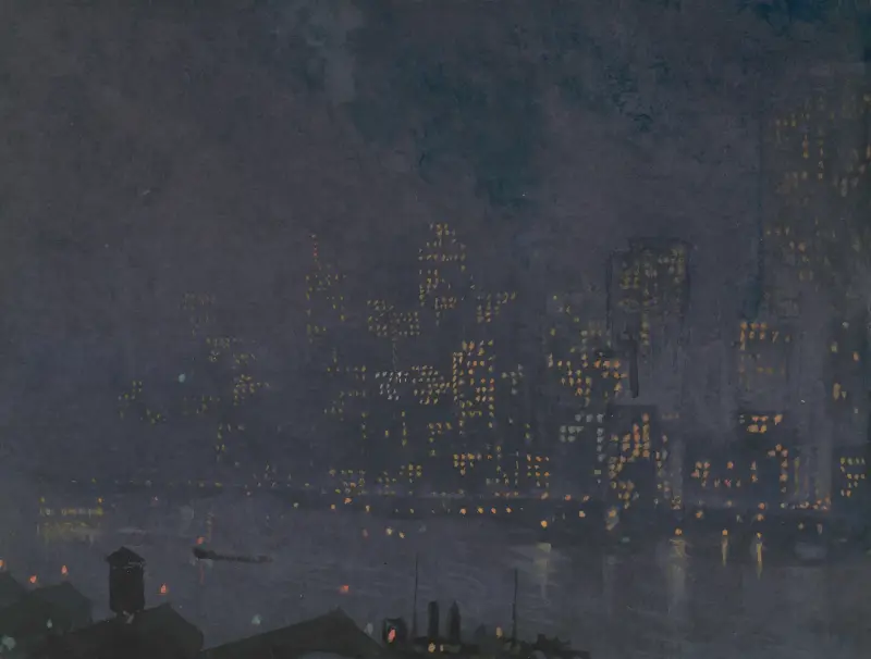 Skyscrapers at night av Joseph Pennell