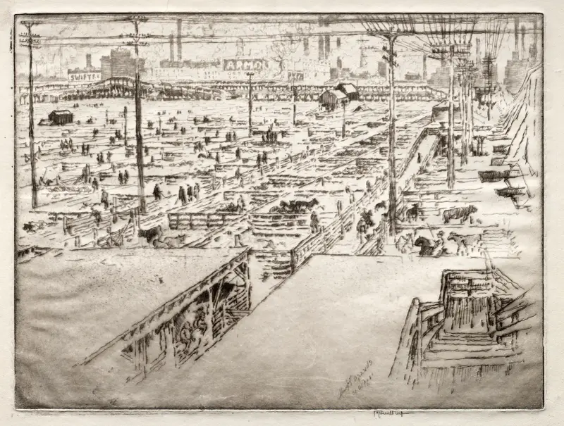 Stockyards, Chicago av Joseph Pennell