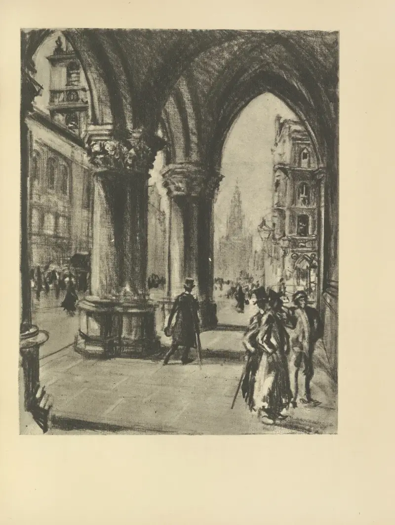 Strand (från Law Courts) av Joseph Pennell
