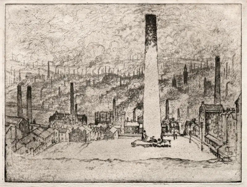 Den stora skorstenen, Bradford av Joseph Pennell