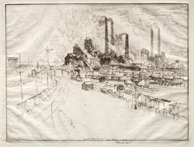 Den stora huvudgatan, nära Sheffield av Joseph Pennell