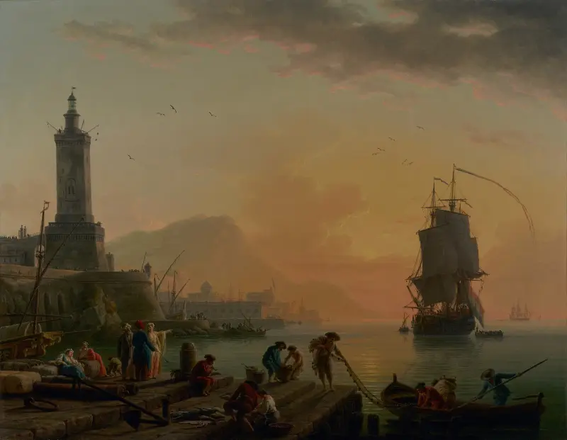 A Calm at a Mediterranean Port av Claude-Joseph Vernet