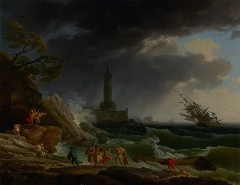 A Storm on a Mediterranean Coast av Claude-Joseph Vernet