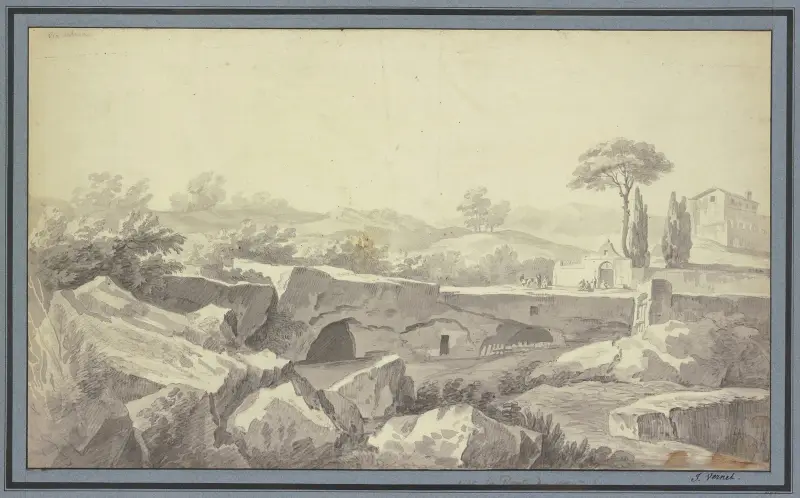 Etude faite sur la Route du Pont Salert a Rome av Claude-Joseph Vernet