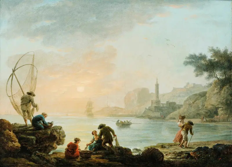 Fishers at the sunrise av Claude-Joseph Vernet