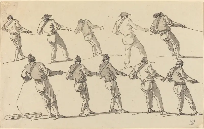 Tio män som drar i rep av Claude-Joseph Vernet