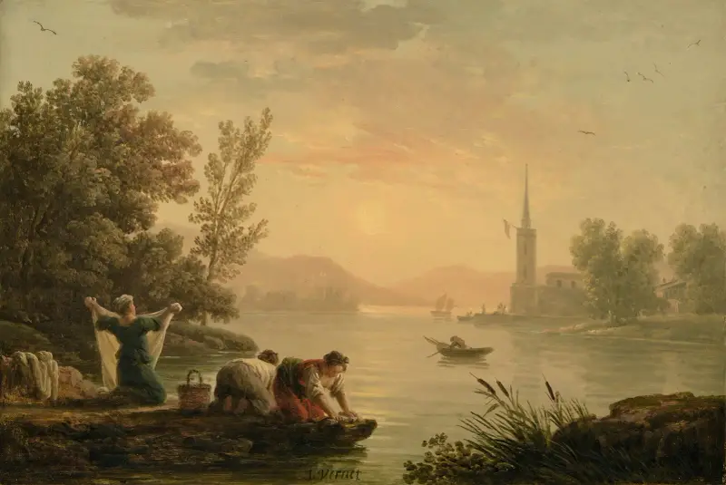 Tvätterskor vid en sjö av Claude-Joseph Vernet