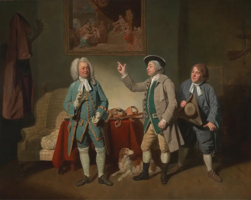 Edward Shuter, John Beard, and John Dunstall in Isaac Bickerton’s ‘Love in a Village’ av Johan Joseph Zoffany