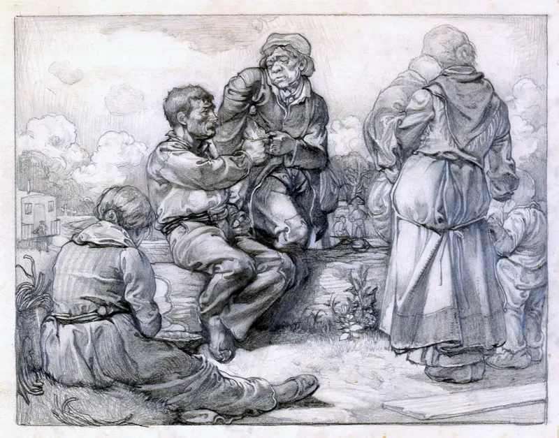 En grupp tiggare av Johannes Josephus Aarts