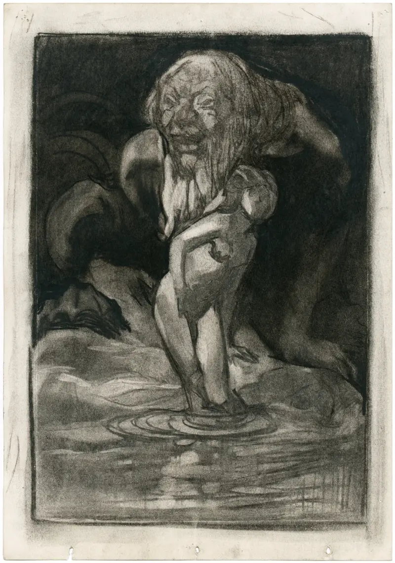 Badande kvinna med jätte av Johannes Josephus Aarts