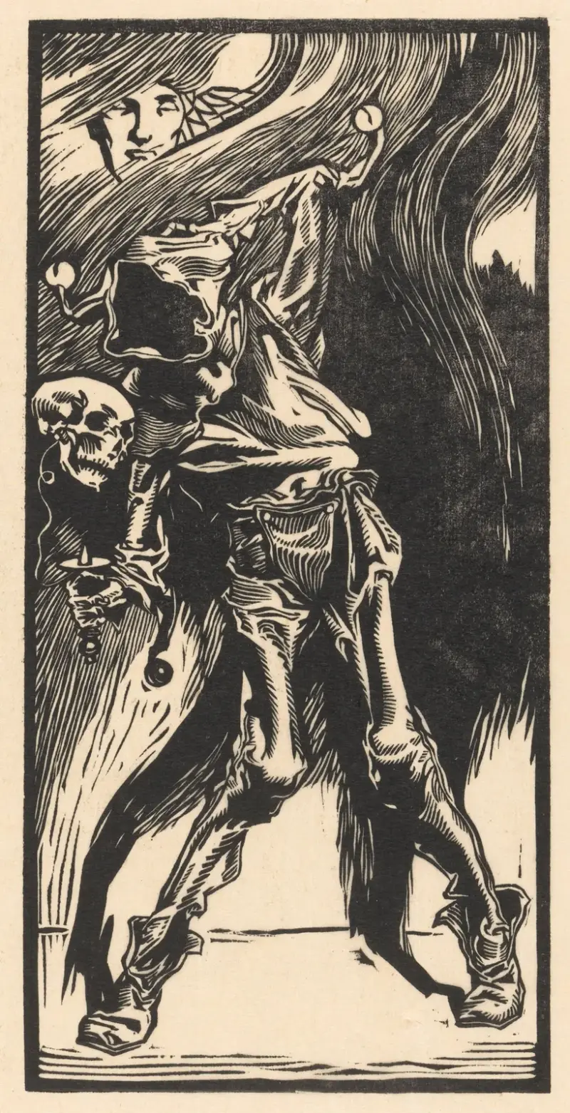 Döden som harlekin, spelande bilboquet av Johannes Josephus Aarts