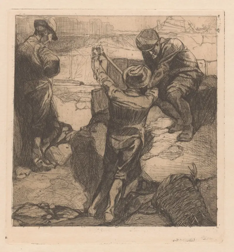 Drei Arbeiter bei der Arbeit von Johannes Josephus Aarts