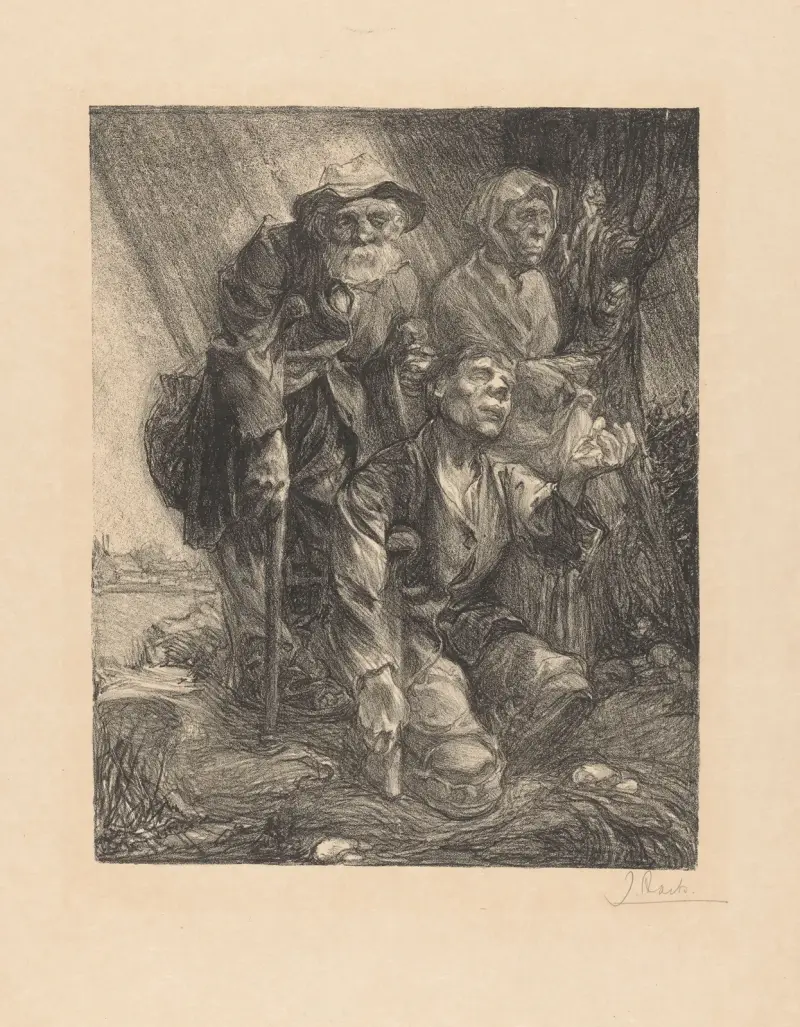Drei Bettler bei einem Baum von Johannes Josephus Aarts