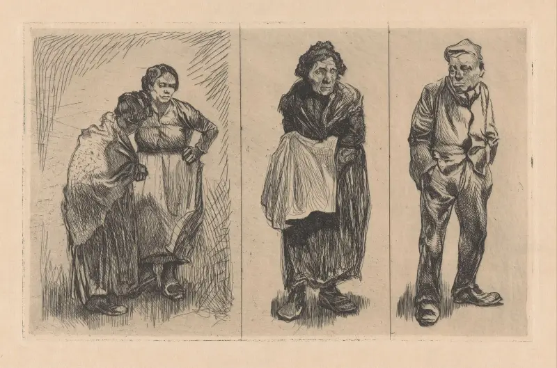 Tre framställningar med mänskliga figurer av Johannes Josephus Aarts