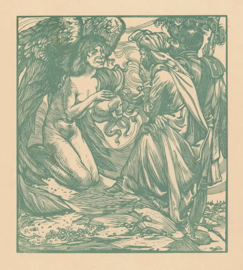 Ängel visar en dödskalle för två män av Johannes Josephus Aarts
