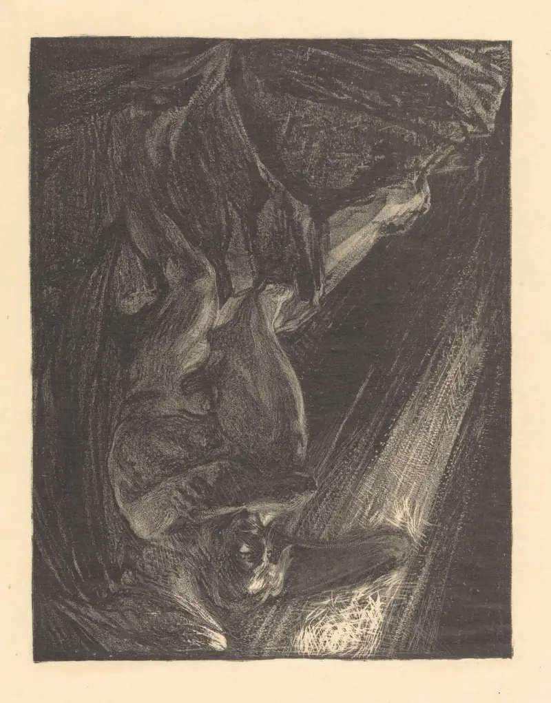Gevallen engel zittend op een rots. av Johannes Josephus Aarts