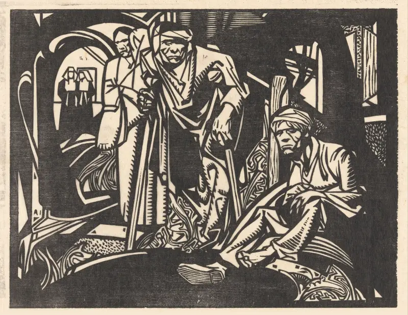 Gudstjänare i en kyrka av Johannes Josephus Aarts