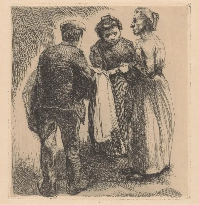 Grupp av två kvinnor och en man av Johannes Josephus Aarts