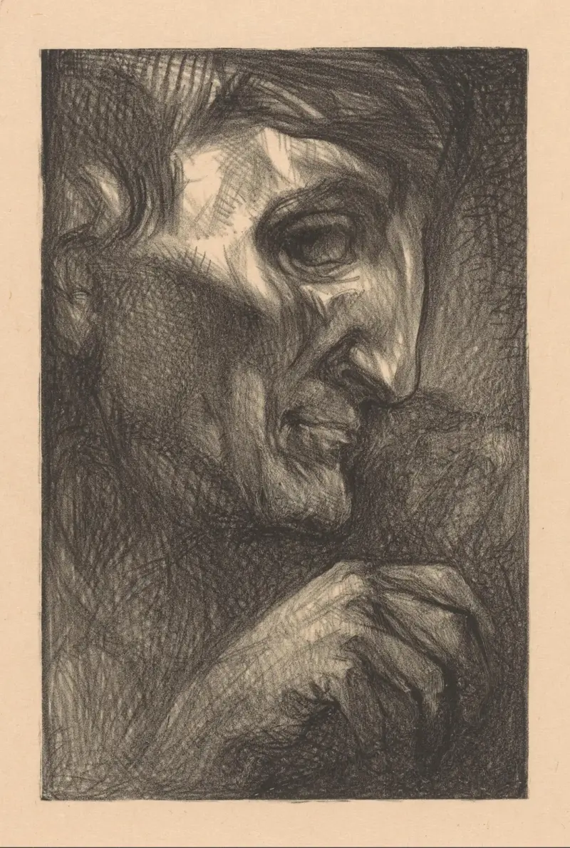 Huvud och hand av en man av Johannes Josephus Aarts