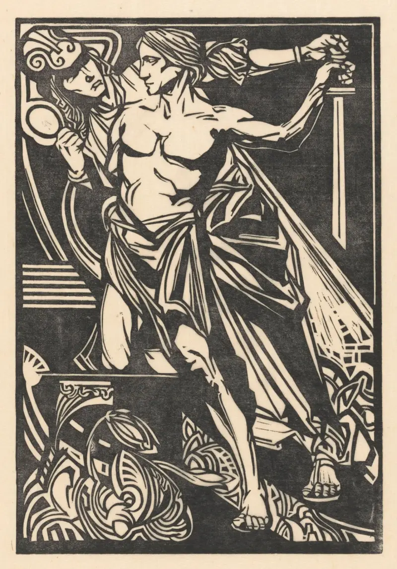 Man och kvinna med svärd och spegel av Johannes Josephus Aarts