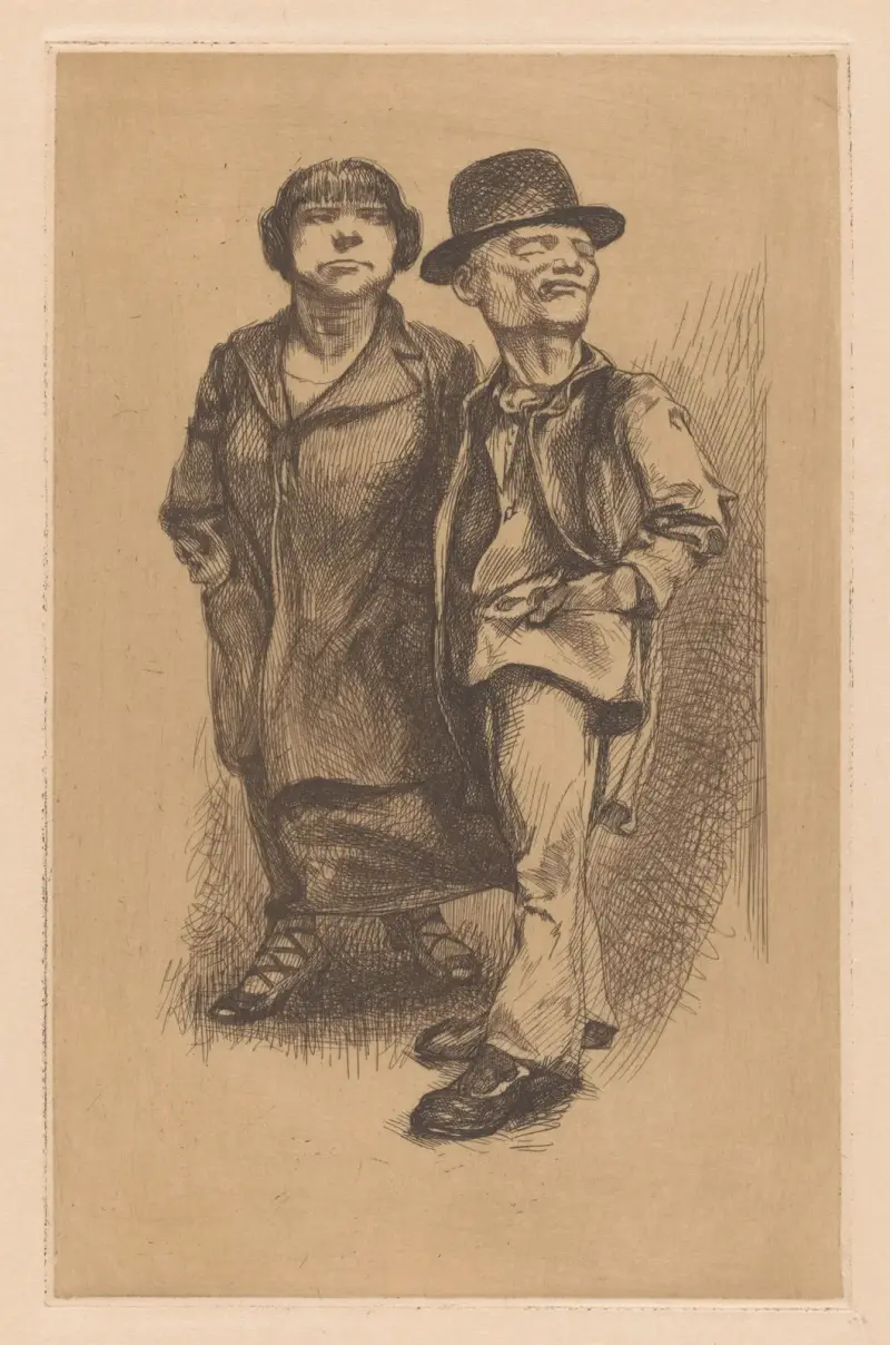 Man med hatt och kvinna i kappa av Johannes Josephus Aarts