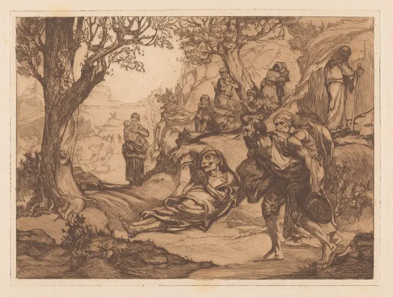 Mannen, kvinnorna och barnen i kuperat landskap av Johannes Josephus Aarts