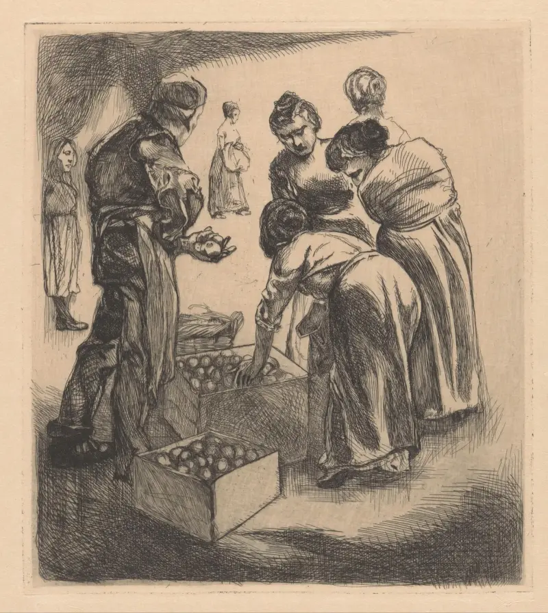 Marknadsscen med fruktförsäljare av Johannes Josephus Aarts