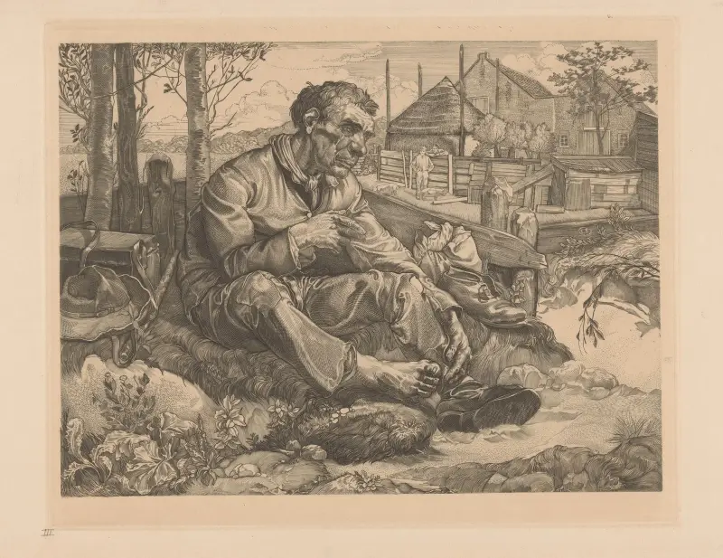 Rustende man vid bondgård av Johannes Josephus Aarts