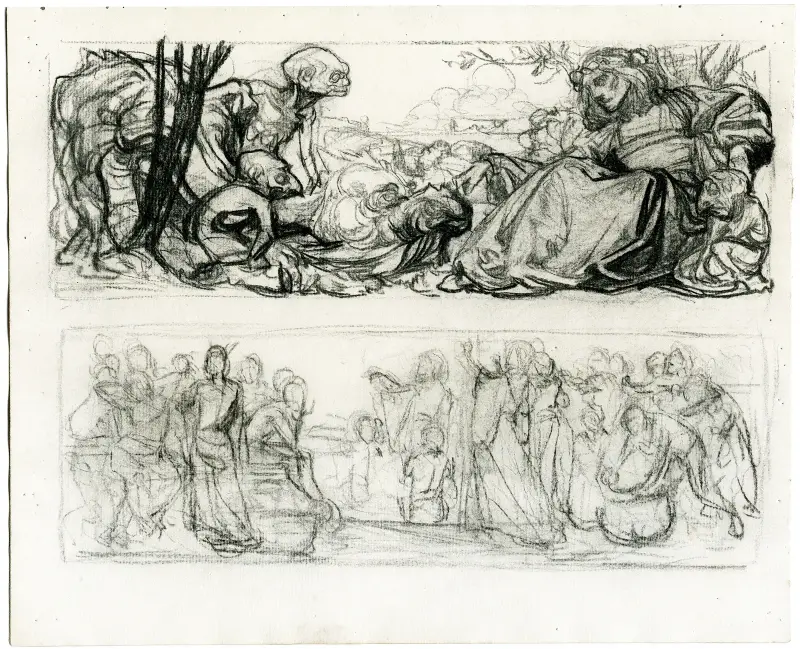 Schetsboekkatern met verschillende compositiestudies av Johannes Josephus Aarts