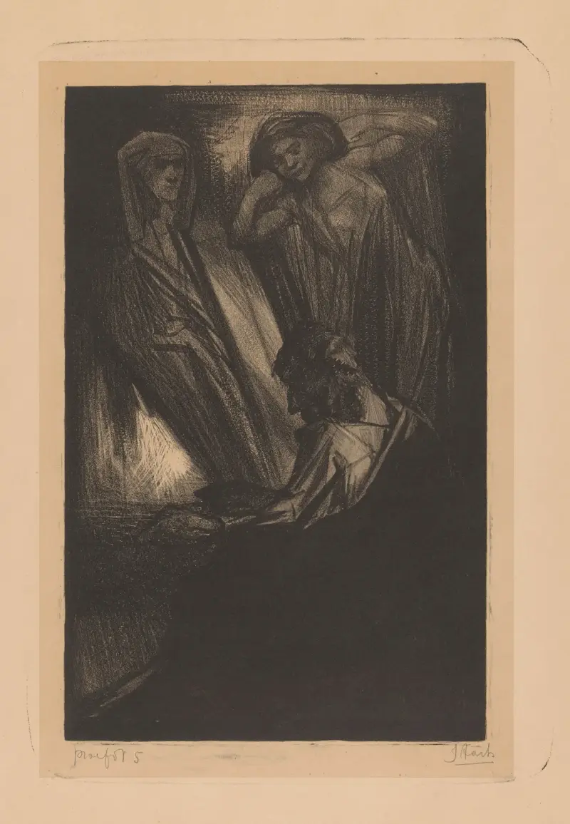 Sfinx och kvinna vid sittande man av Johannes Josephus Aarts