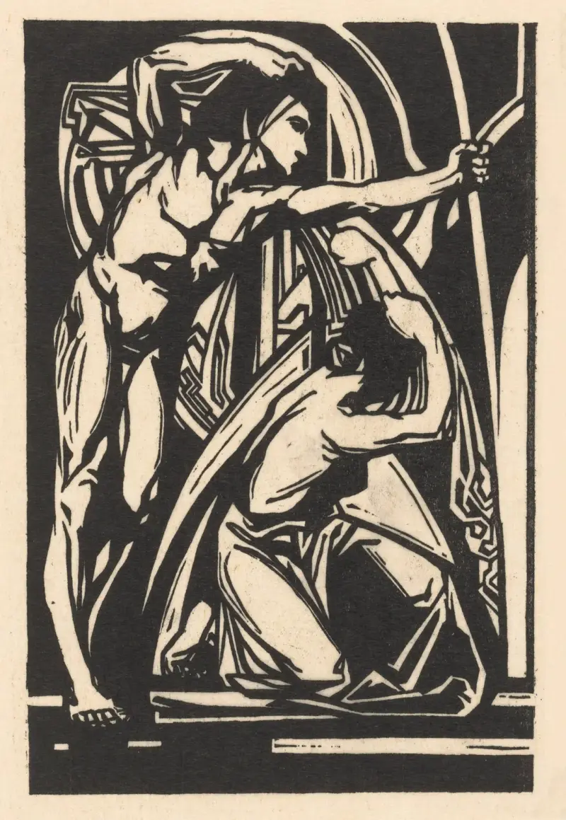 Stående man och knäböjande kvinna av Johannes Josephus Aarts