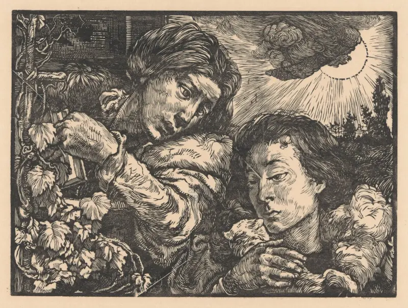 Två kvinnor vid en vinranka av Johannes Josephus Aarts