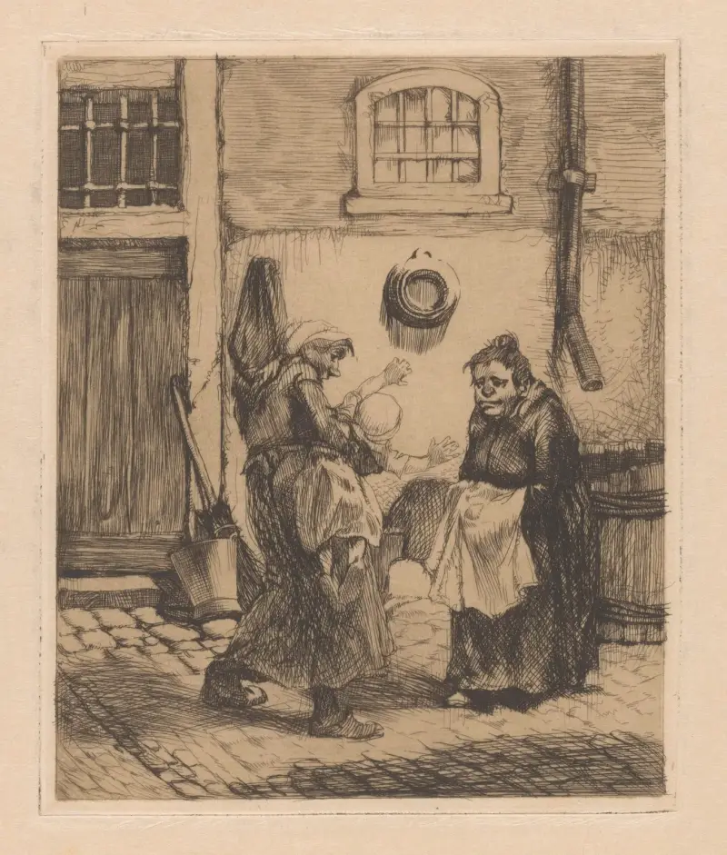 Två kvinnor och ett sprattlande barn av Johannes Josephus Aarts